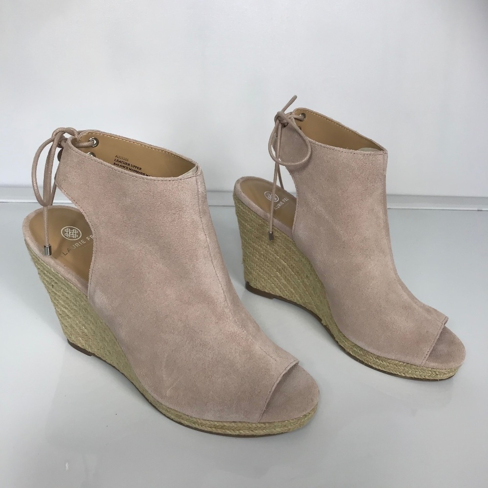 Laurie Felt Suede Peep-Toe Wedge